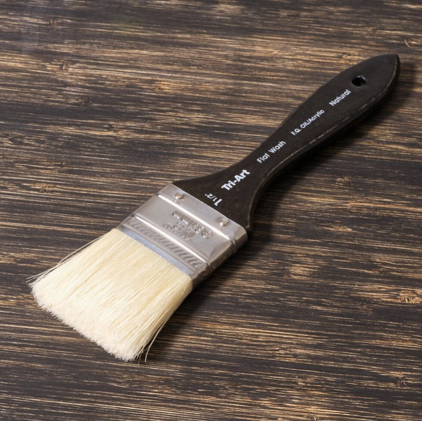 Flat Wash Artist Brush with Natural Bristle 1 1/2" & 2 1/2" Hog