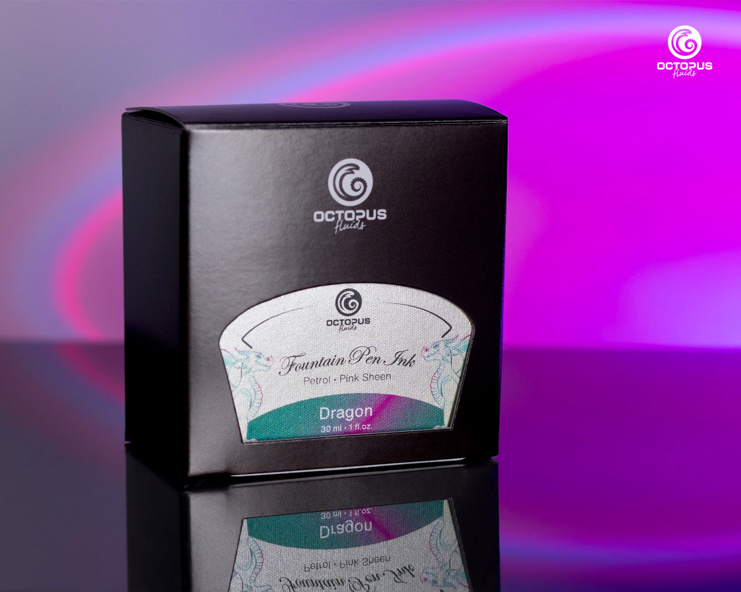 DRAGON Sheen Ink Teal Turquoise with Pink Bottle 30ml