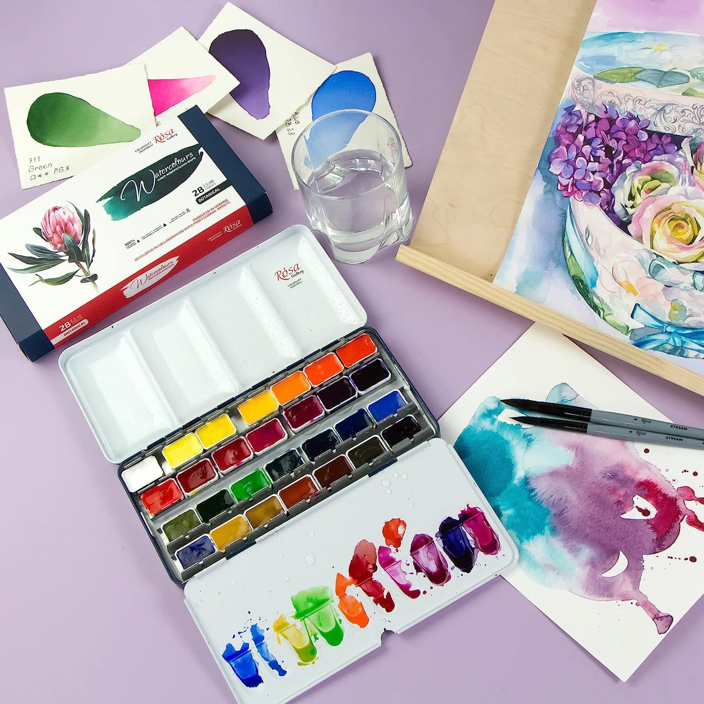 Watercolor Paint Set 28 of 2,5ml in Metal Case