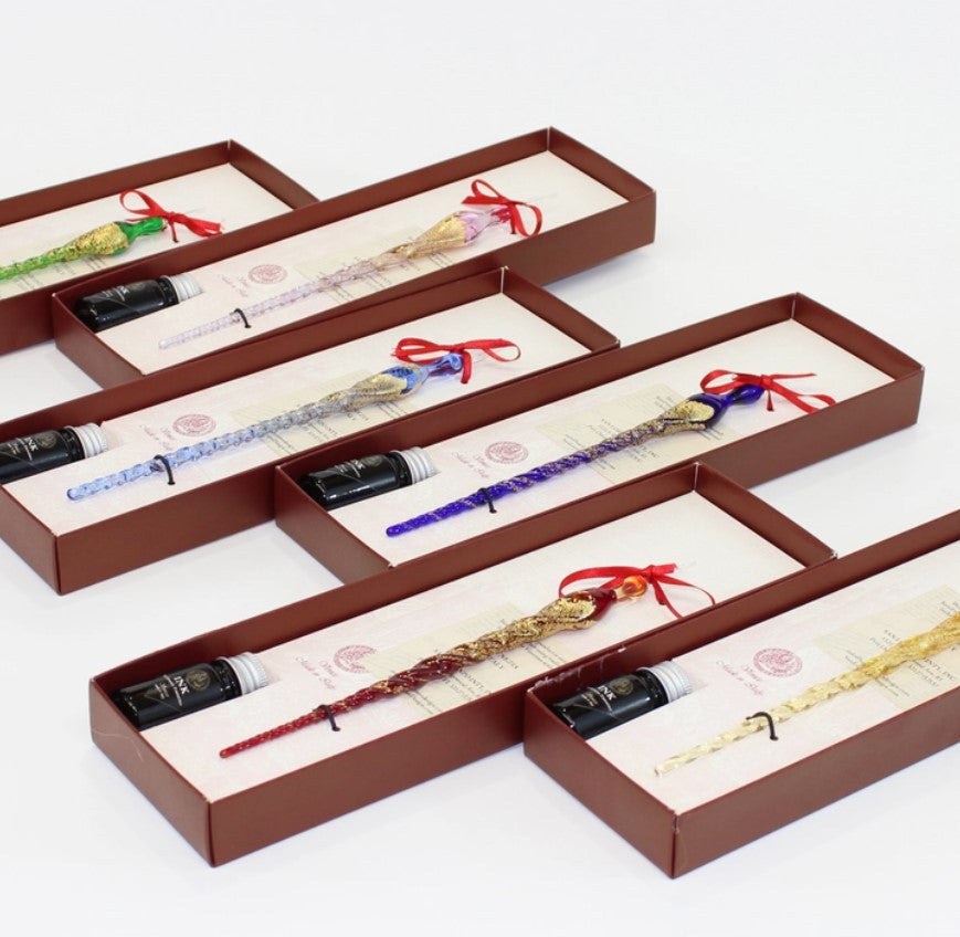 Murano Glass Pen Set - Gold Leaf, Handmade in Venice