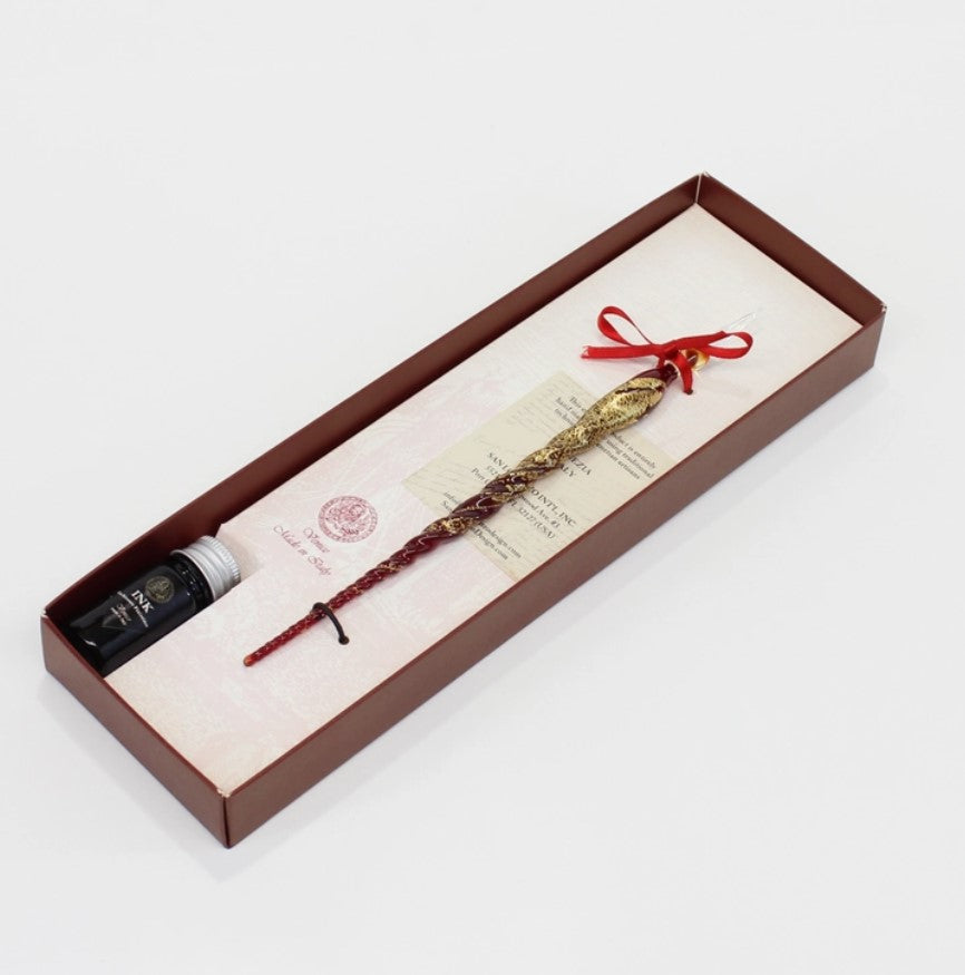 Murano Glass Pen Set - Gold Leaf, Handmade in Venice