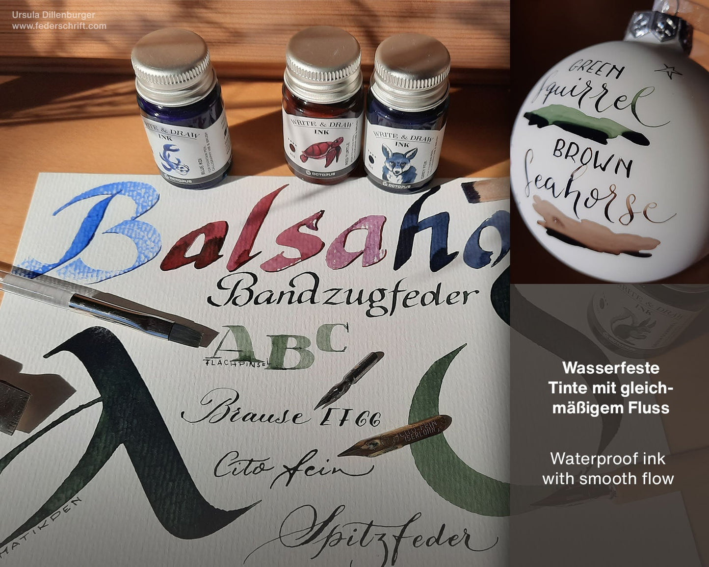 Octopus Write & Draw Ink Bottle 50ml - RED TURTLE