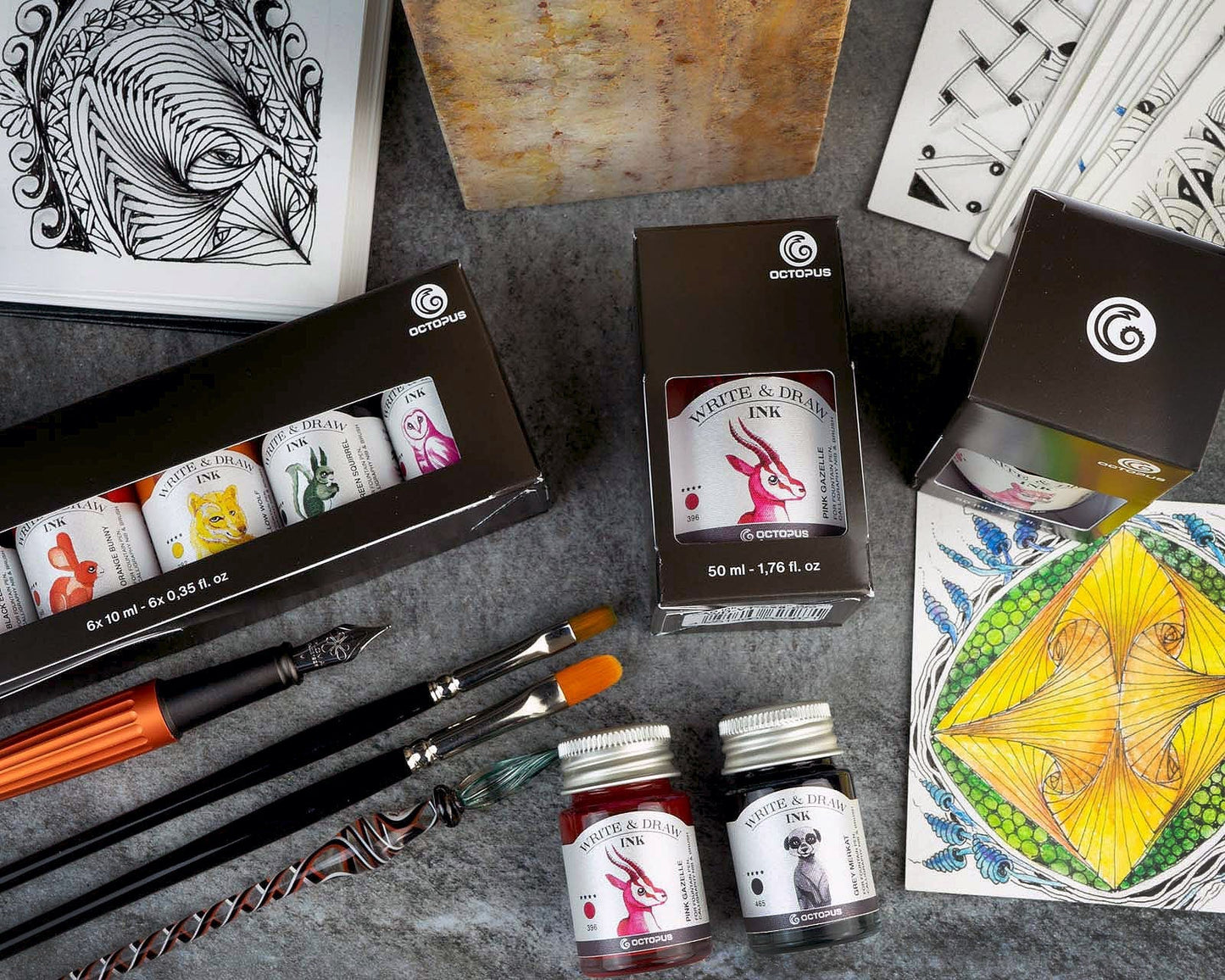 Octopus Write & Draw Ink Bottle 50ml - PINK GAZELLE