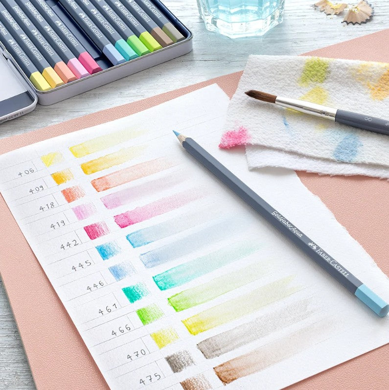 Goldfaber Watercolor Pencils Pastel Swatch Sample Colors
