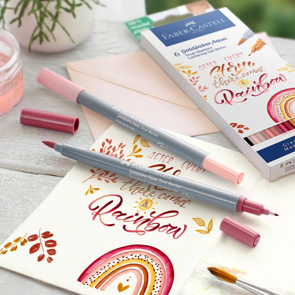 Goldfaber Aqua Dual Marker Set of 6 Boho sample drawing