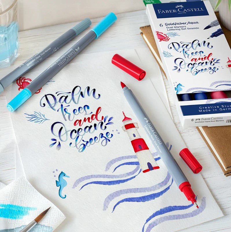 Goldfaber Aqua Dual Marker Set of 6 Sea 164519 drawing sample art