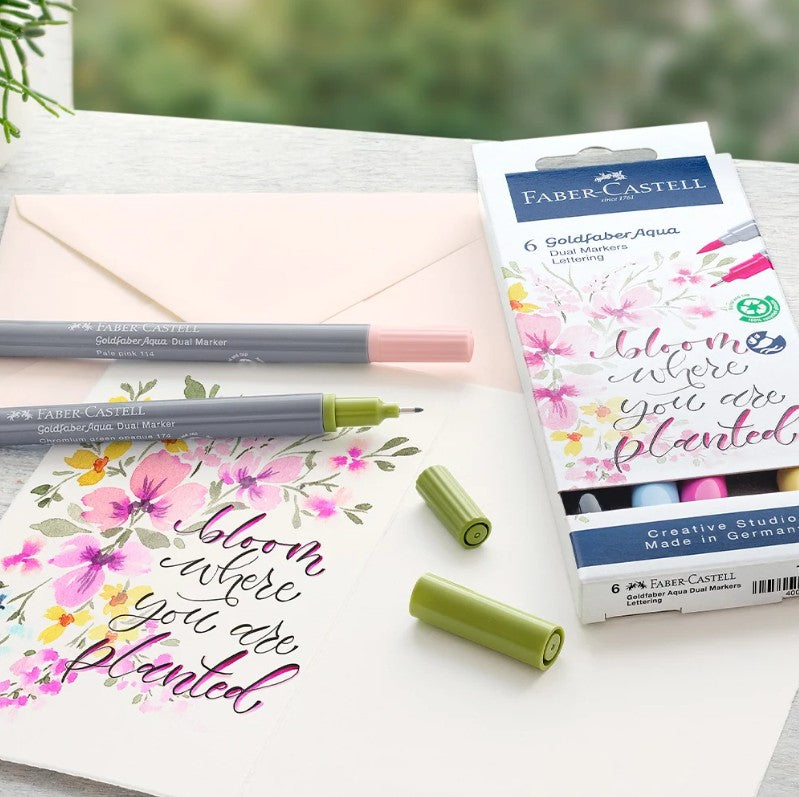 Goldfaber Aqua Dual Marker Set of 6 Lettering by Faber-Castell Drawing Sample