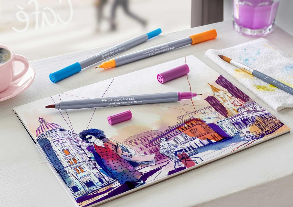 Goldfaber Aqua Dual Marker Set of 6 Fantasy by Faber-Castell drawing sample