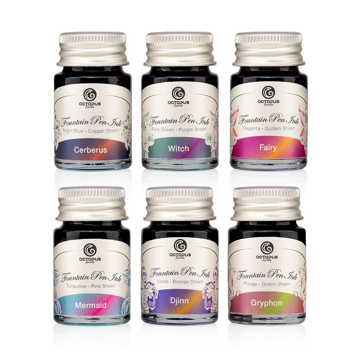 SHEEN INK Set of 6 x 10 ml Fountain Pen Inks 02 Octopus Fluids