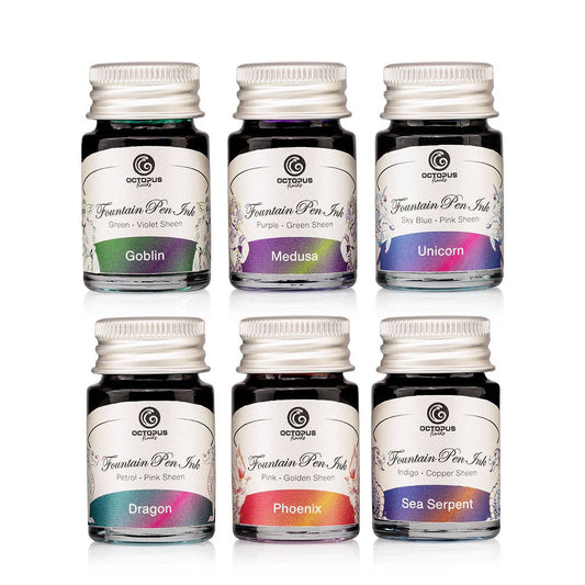 SHEEN INK Set of 6 x 10 ml Fountain Pen Inks Octopus