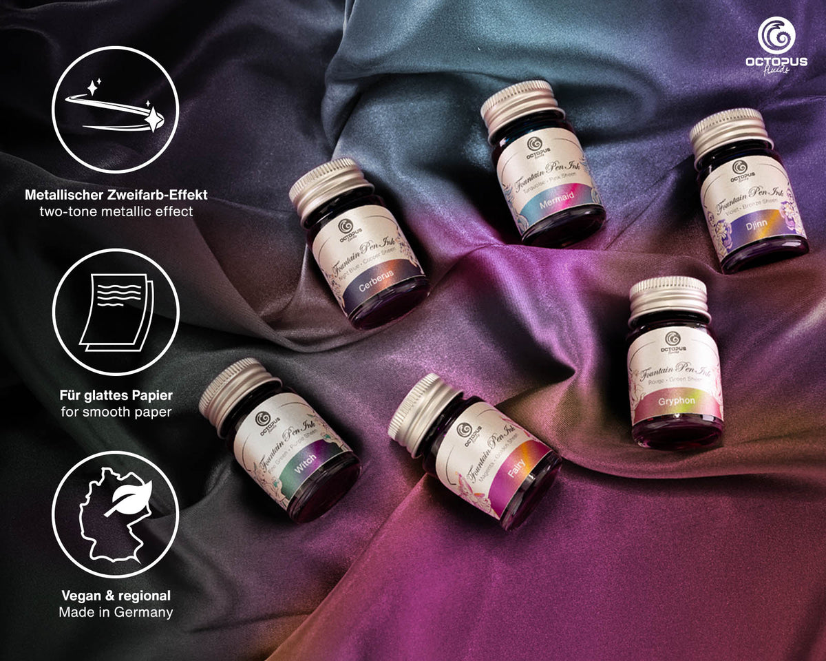 SHEEN INK Set of 6 x 10 ml Fountain Pen Inks 02 Octopus Fluids