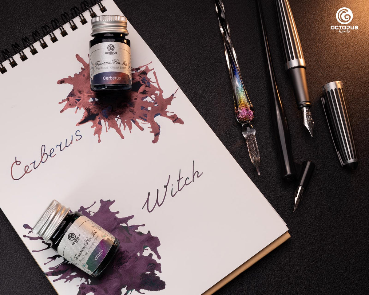 SHEEN INK Set of 6 x 10 ml Fountain Pen Inks 02 Octopus Fluids Swatch