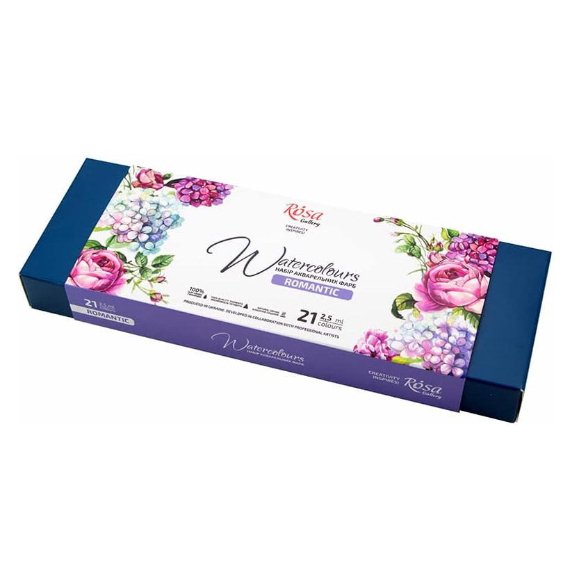 Rosa Watercolor Paints Romantic Set 21 cuvettes metal case  box