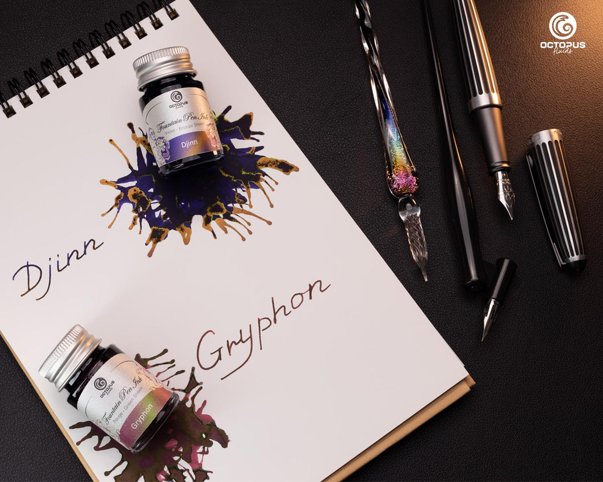 SHEEN INK Set of 6 x 10 ml Fountain Pen Inks 02 Octopus Fluids Swatch
