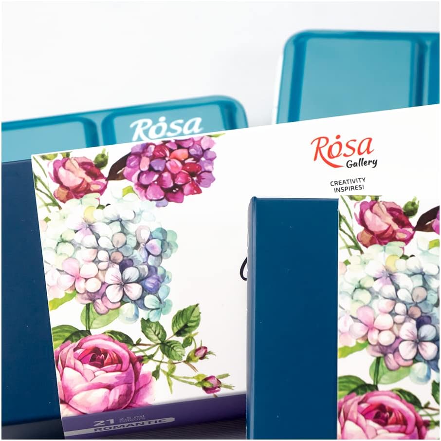 Rosa Watercolor Paints Romantic Set 21 cuvettes metal case  box