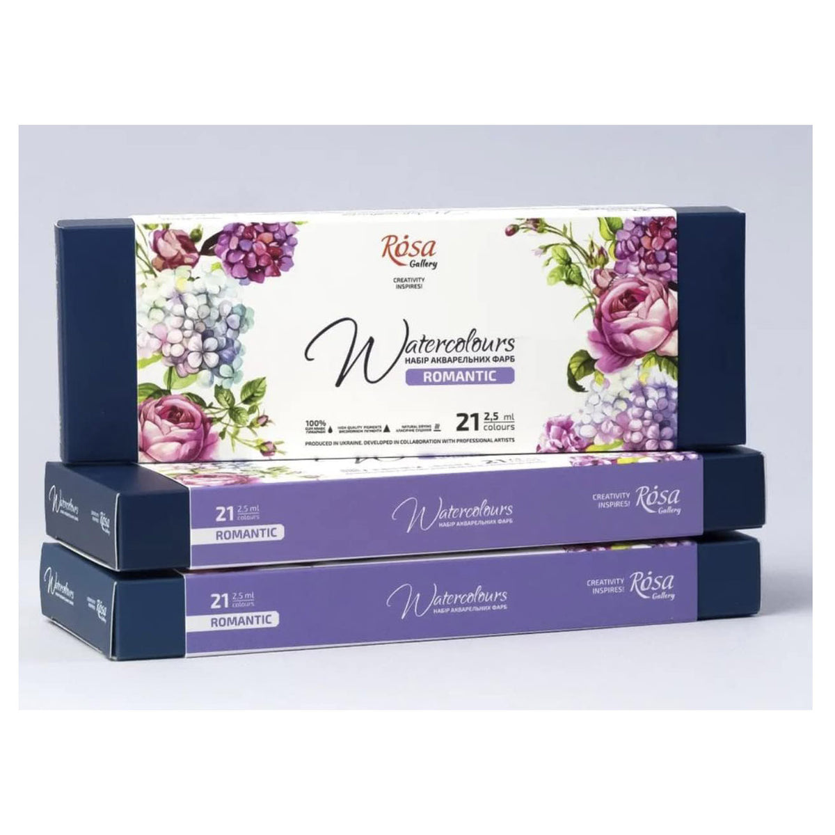 Rosa Watercolor Paints Romantic Set 21 cuvettes metal case  box