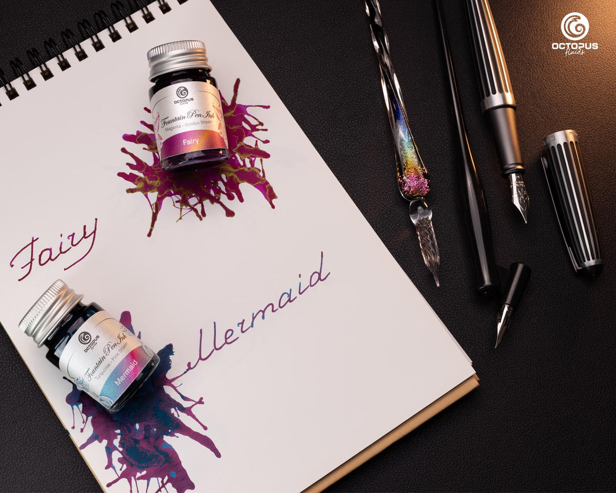 SHEEN INK Set of 6 x 10 ml Fountain Pen Inks 02 Octopus Fluids Swatch