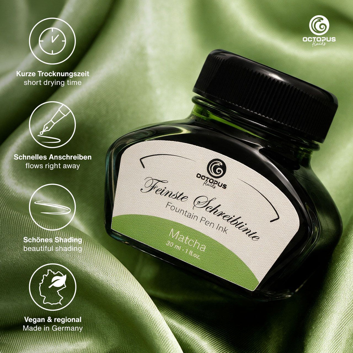 Octopus ink matcha green bottle