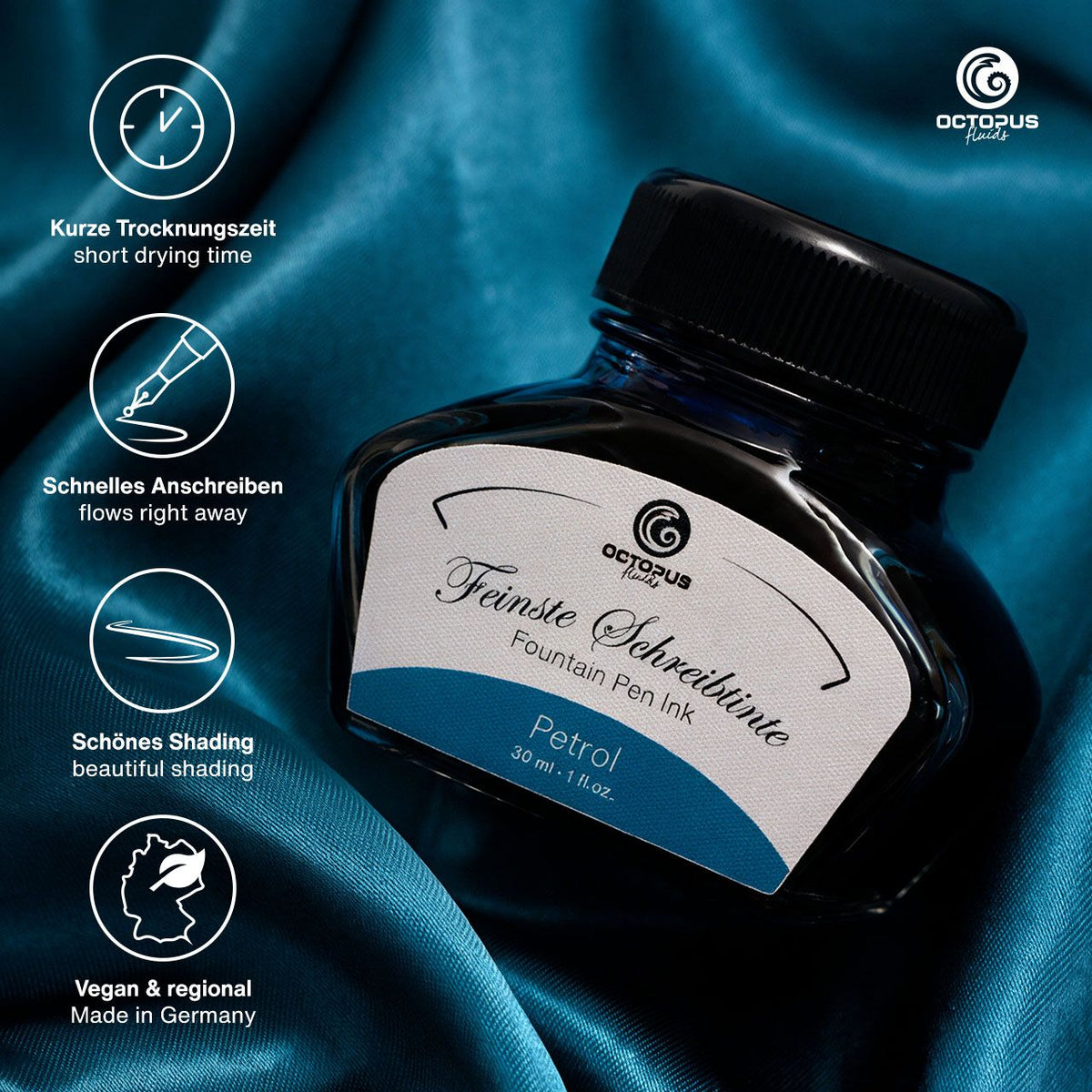 Octopus ink petrol blue bottle